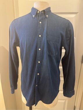 Uniqlo Men's Indigo Button-Down Shirt - Dark Blue